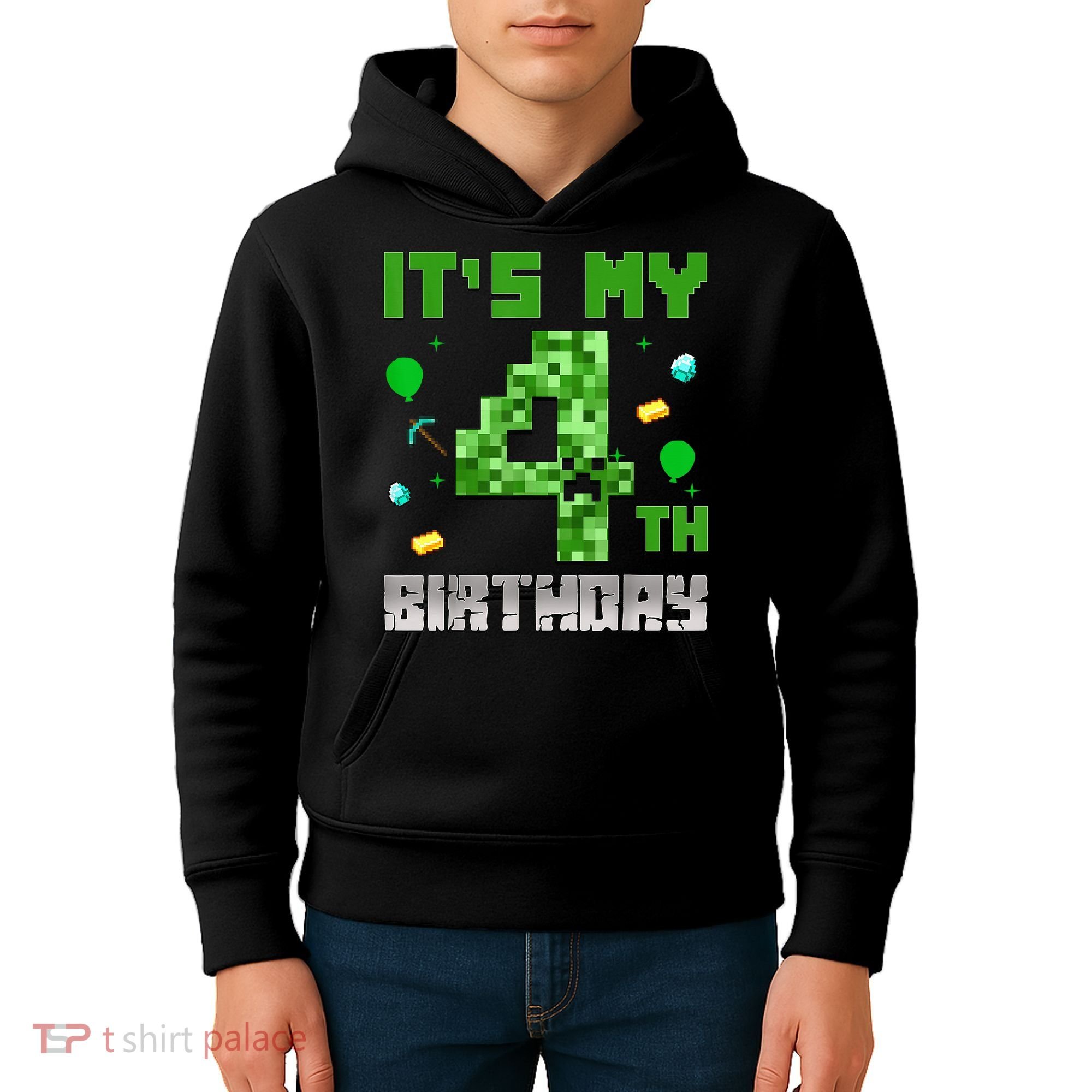 Birthday Boy It'S My 4th Birthday Video Game Pixel Kids Hoodie