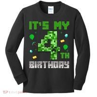 Birthday Boy It'S My 4th Birthday Video Game Pixel Kids Long Sleeve Shirt thumb 0