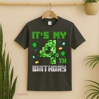 Birthday Boy It'S My 4th Birthday Video Game Pixel T-Shirt thumb 2