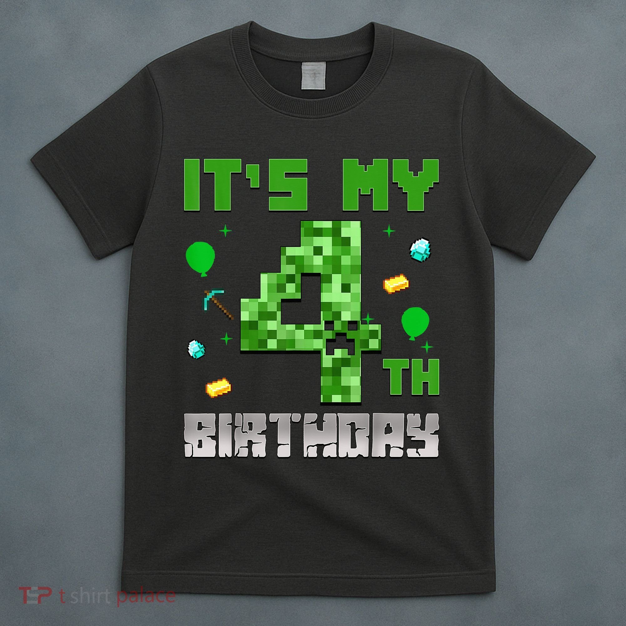 Birthday Boy It'S My 4th Birthday Video Game Pixel T-Shirt