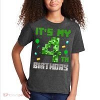 Birthday Boy It'S My 4th Birthday Video Game Pixel Kids T-Shirt thumb 2