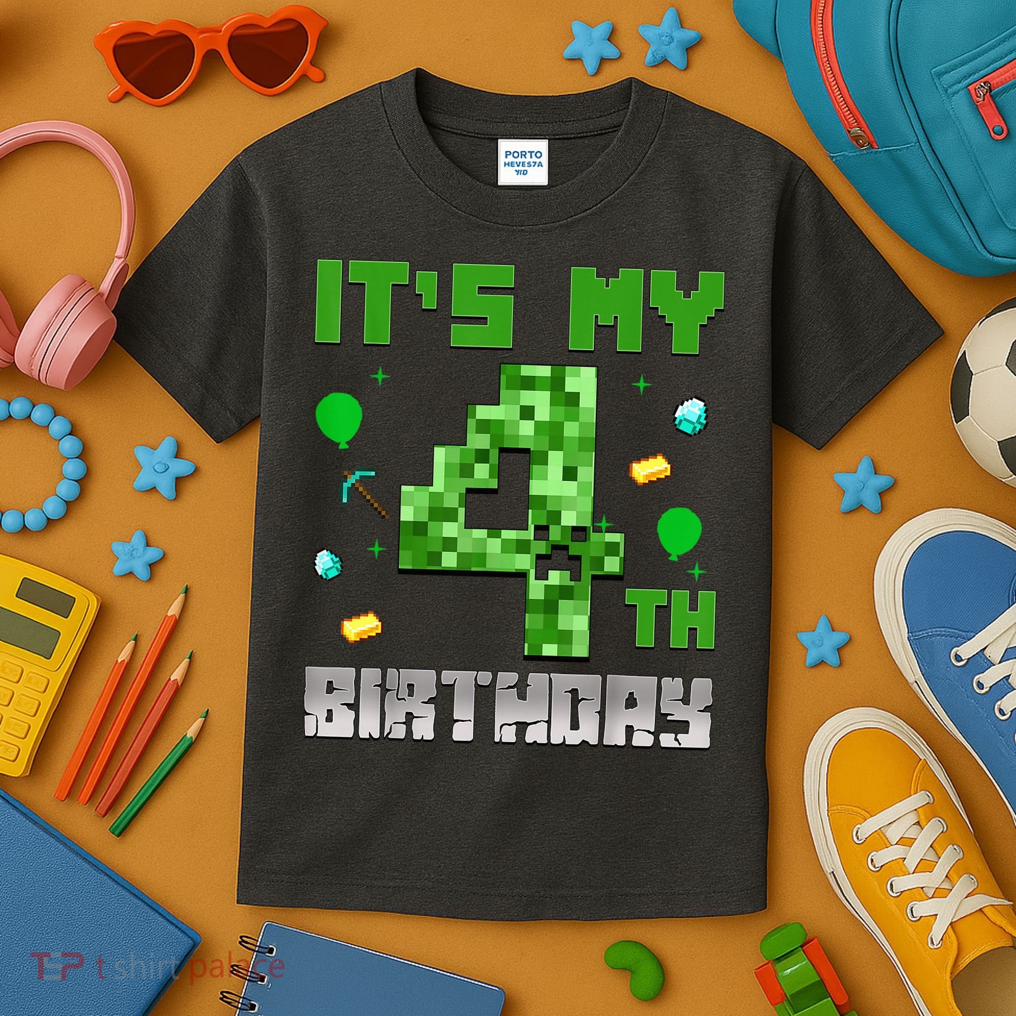 Birthday Boy It'S My 4th Birthday Video Game Pixel Kids T-Shirt