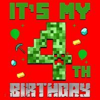 Birthday Boy It'S My 4th Birthday Video Game Pixel Santa Hat thumb 1