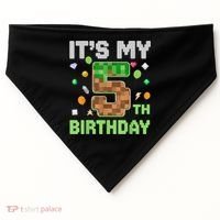 Birthday Boy It'S My 5th Birthday Gamer Pixel Number USA-Made Doggie Bandana thumb 0