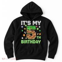 Birthday Boy It'S My 5th Birthday Gamer Pixel Number Hoodie thumb 0