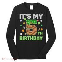 Birthday Boy It'S My 5th Birthday Gamer Pixel Number Long Sleeve Shirt thumb 0