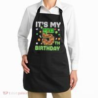 Birthday Boy It'S My 5th Birthday Gamer Pixel Number Apron thumb 2