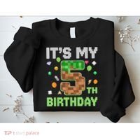 Birthday Boy It'S My 5th Birthday Gamer Pixel Number Sweatshirt thumb 2