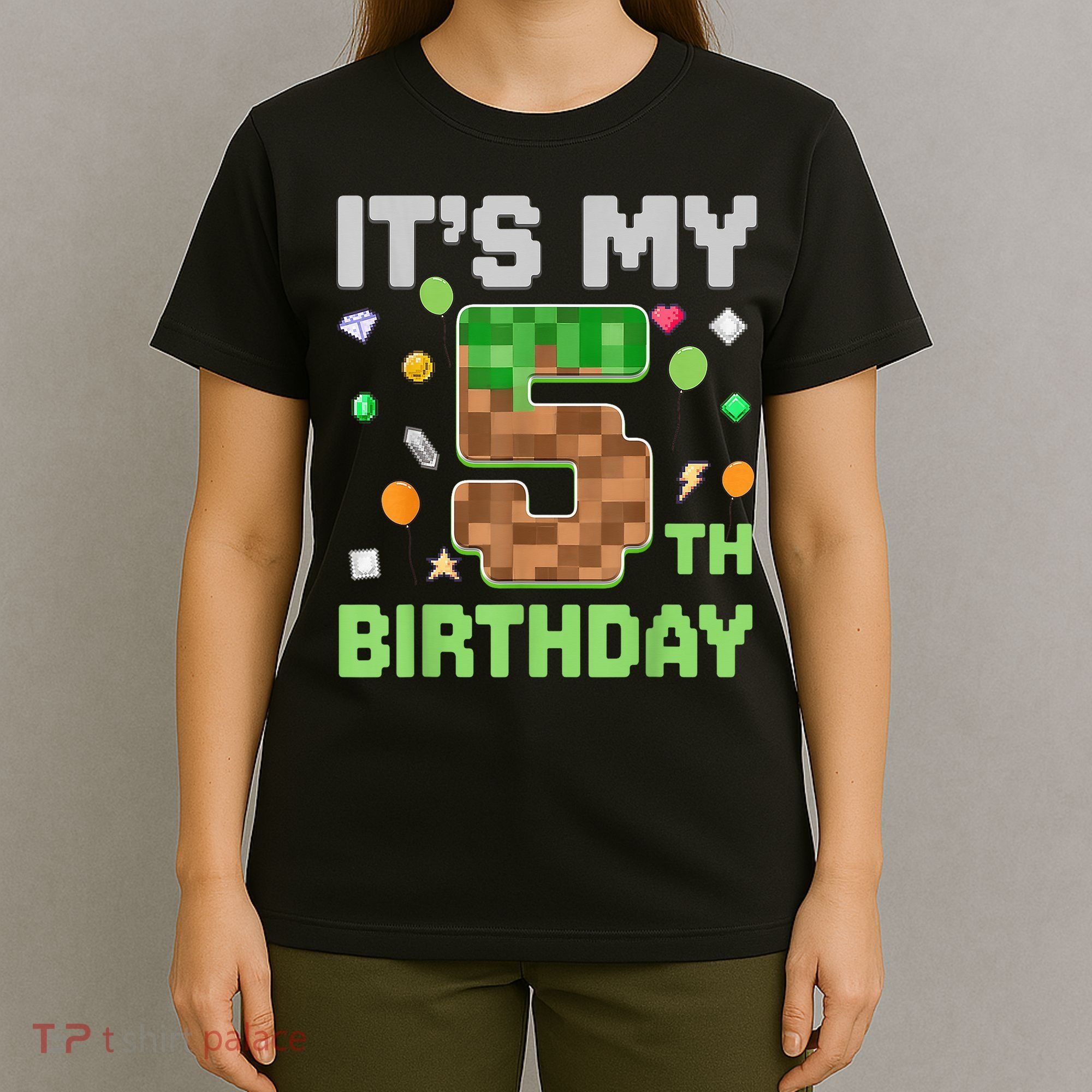 Birthday Boy It'S My 5th Birthday Gamer Pixel Number T-Shirt