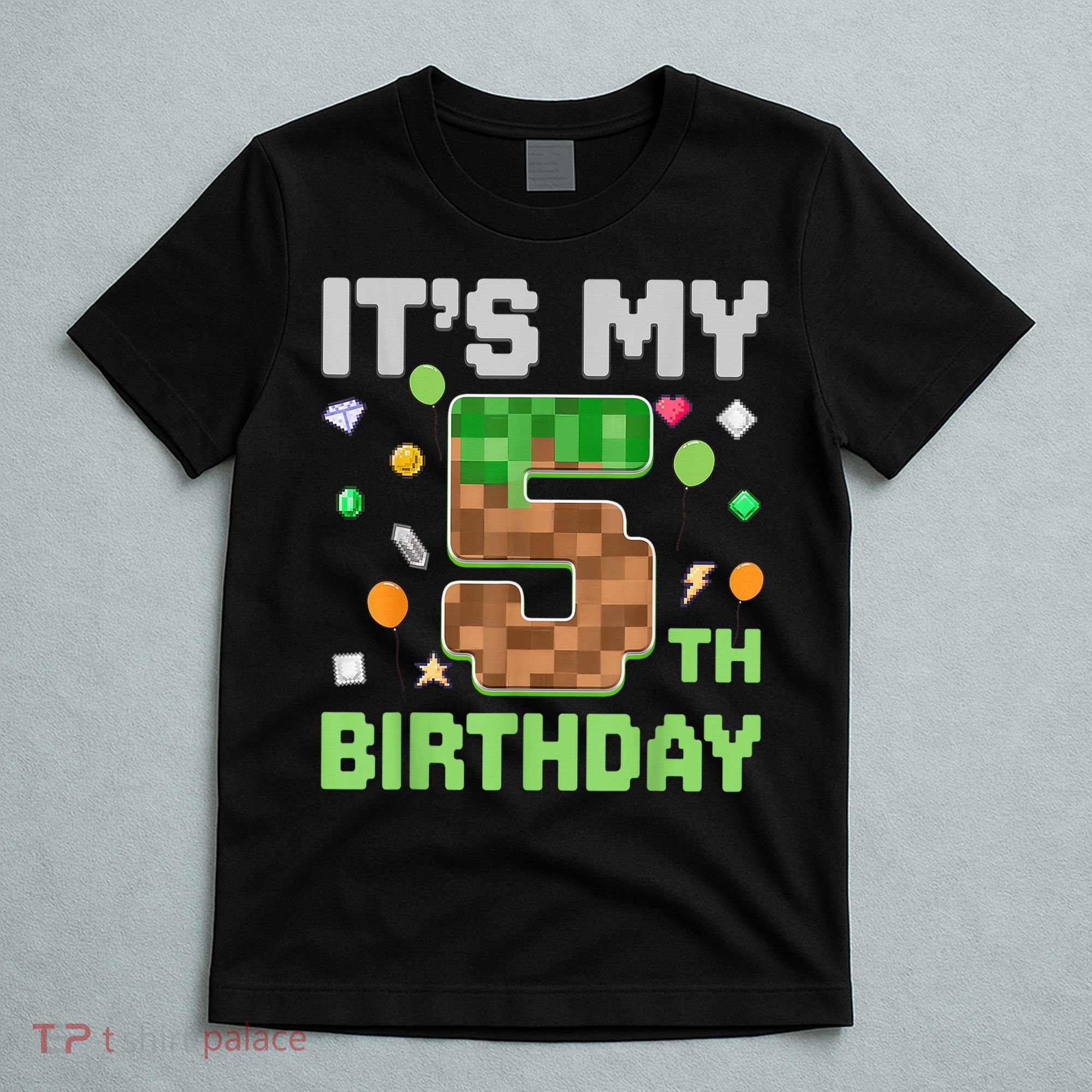 Birthday Boy It'S My 5th Birthday Gamer Pixel Number T-Shirt