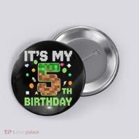 Birthday Boy It'S My 5th Birthday Gamer Pixel Number Button thumb 0
