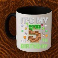 Birthday Boy It'S My 5th Birthday Gamer Pixel Number Coffee Mug thumb 2