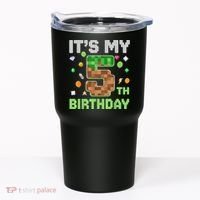 Birthday Boy It'S My 5th Birthday Gamer Pixel Number Tumbler thumb 0