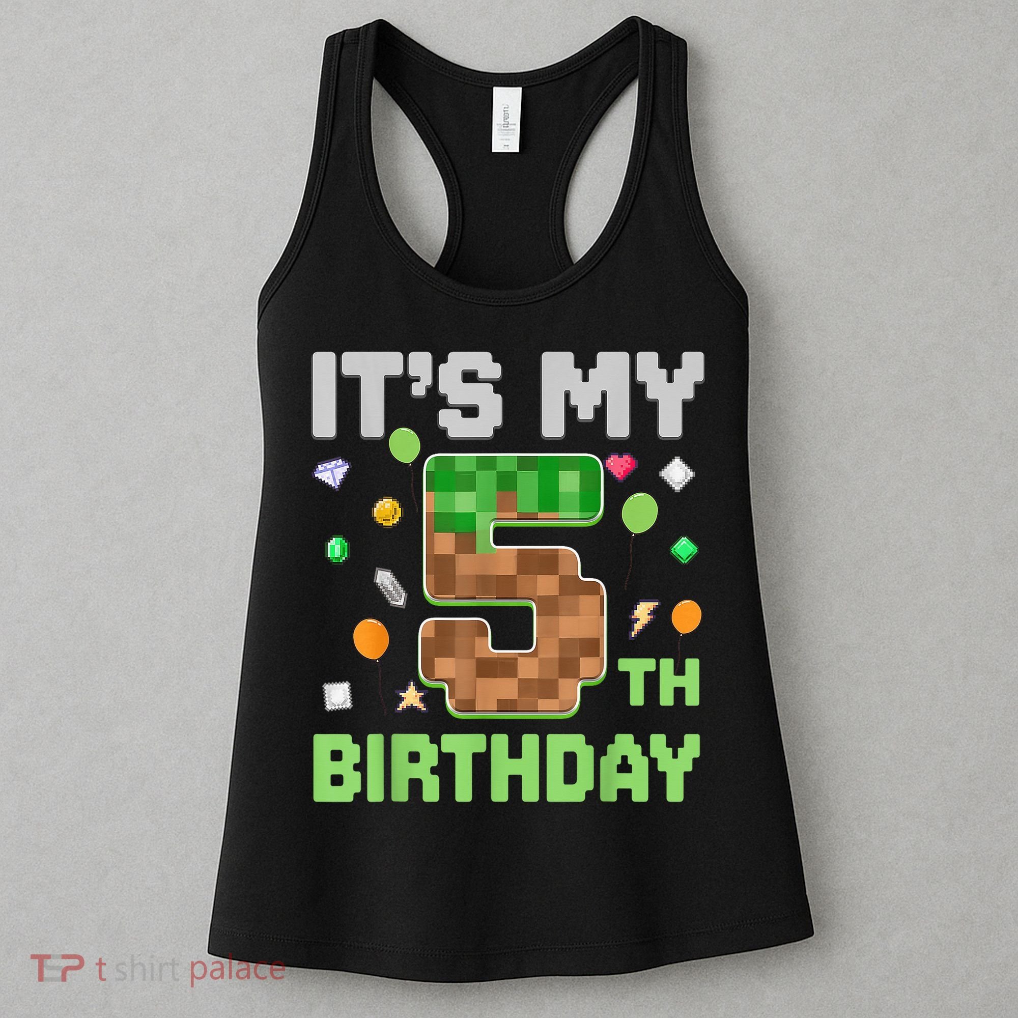 Birthday Boy It'S My 5th Birthday Gamer Pixel Number Women's Tank Top