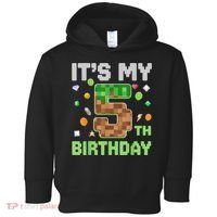 Birthday Boy It'S My 5th Birthday Gamer Pixel Number Toddler Hoodie thumb 0