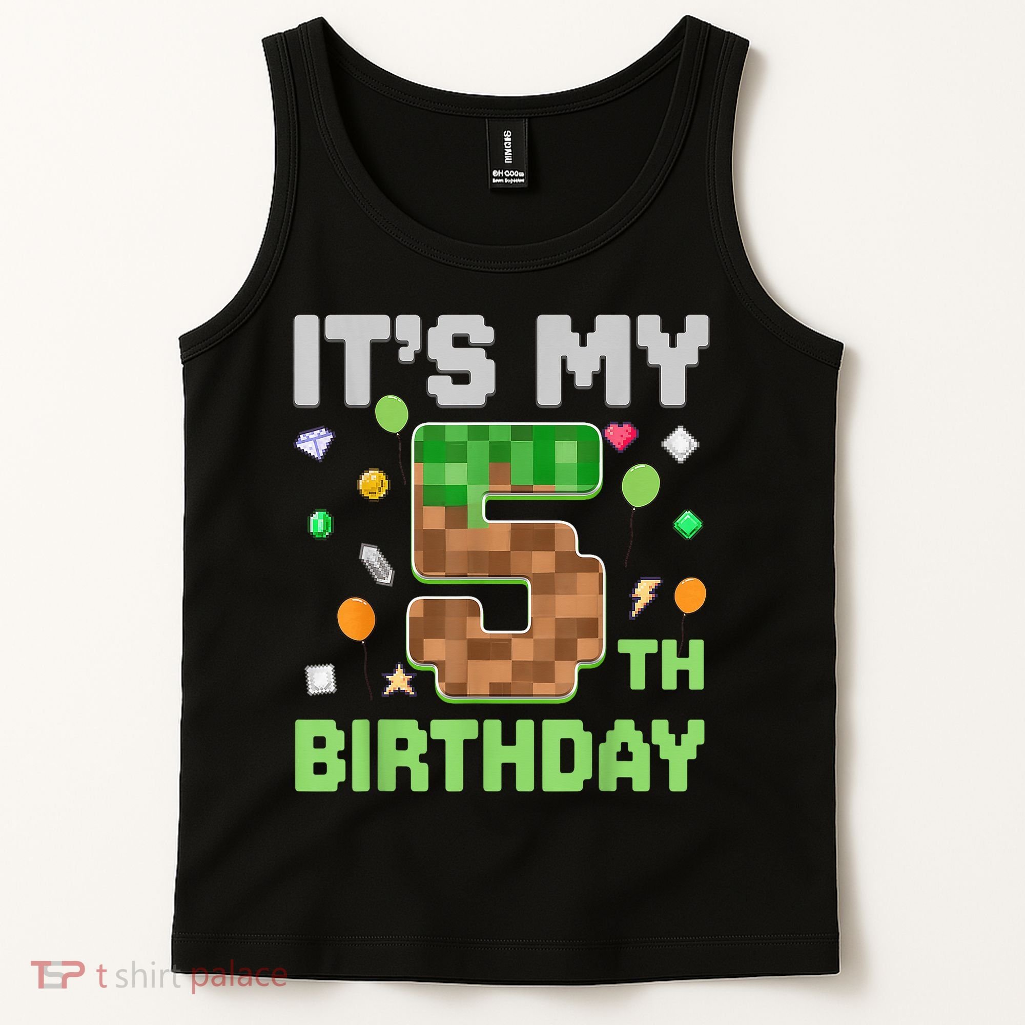 Birthday Boy It'S My 5th Birthday Gamer Pixel Number Tank Top