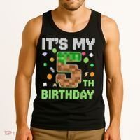 Birthday Boy It'S My 5th Birthday Gamer Pixel Number Tank Top thumb 3
