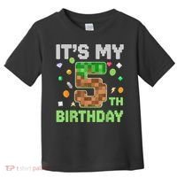 Birthday Boy It'S My 5th Birthday Gamer Pixel Number Toddler T-Shirt thumb 0