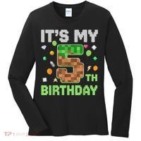 Birthday Boy It'S My 5th Birthday Gamer Pixel Number Women's Long Sleeve Shirt thumb 0