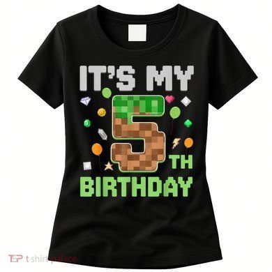 Birthday Boy It'S My 5th Birthday Gamer Pixel Number Women's T-Shirt