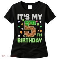 Birthday Boy It'S My 5th Birthday Gamer Pixel Number Women's T-Shirt thumb 0