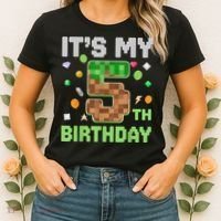 Birthday Boy It'S My 5th Birthday Gamer Pixel Number Women's T-Shirt thumb 2
