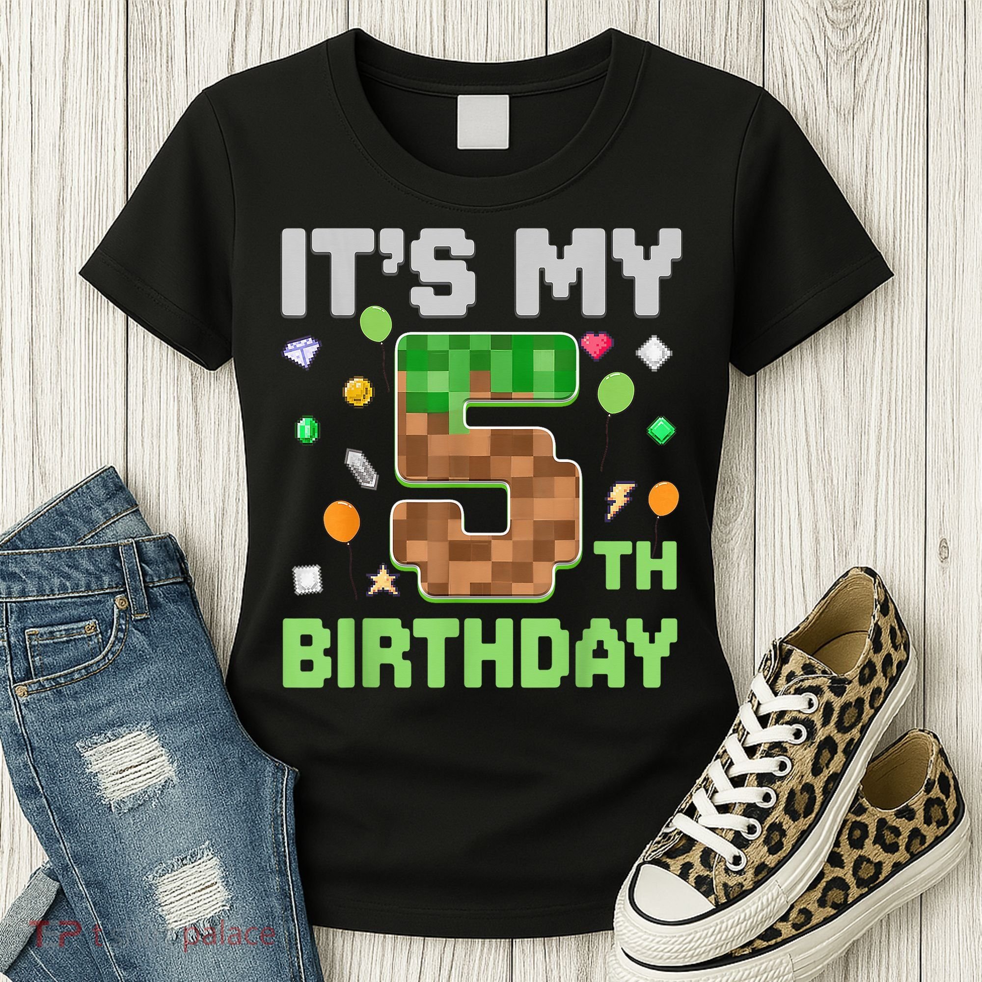 Birthday Boy It'S My 5th Birthday Gamer Pixel Number Women's T-Shirt