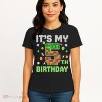 Birthday Boy It'S My 5th Birthday Gamer Pixel Number Women's T-Shirt thumb 4