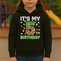 Birthday Boy It'S My 5th Birthday Gamer Pixel Number Kids Hoodie thumb 3