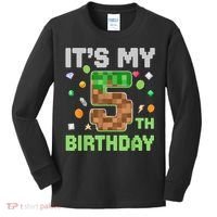 Birthday Boy It'S My 5th Birthday Gamer Pixel Number Kids Long Sleeve Shirt thumb 0