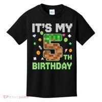 Birthday Boy It'S My 5th Birthday Gamer Pixel Number Kids T-Shirt thumb 0