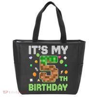 Birthday Boy It'S My 5th Birthday Gamer Pixel Number Tote Bag thumb 0