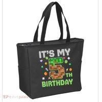 Birthday Boy It'S My 5th Birthday Gamer Pixel Number Tote Bag thumb 2
