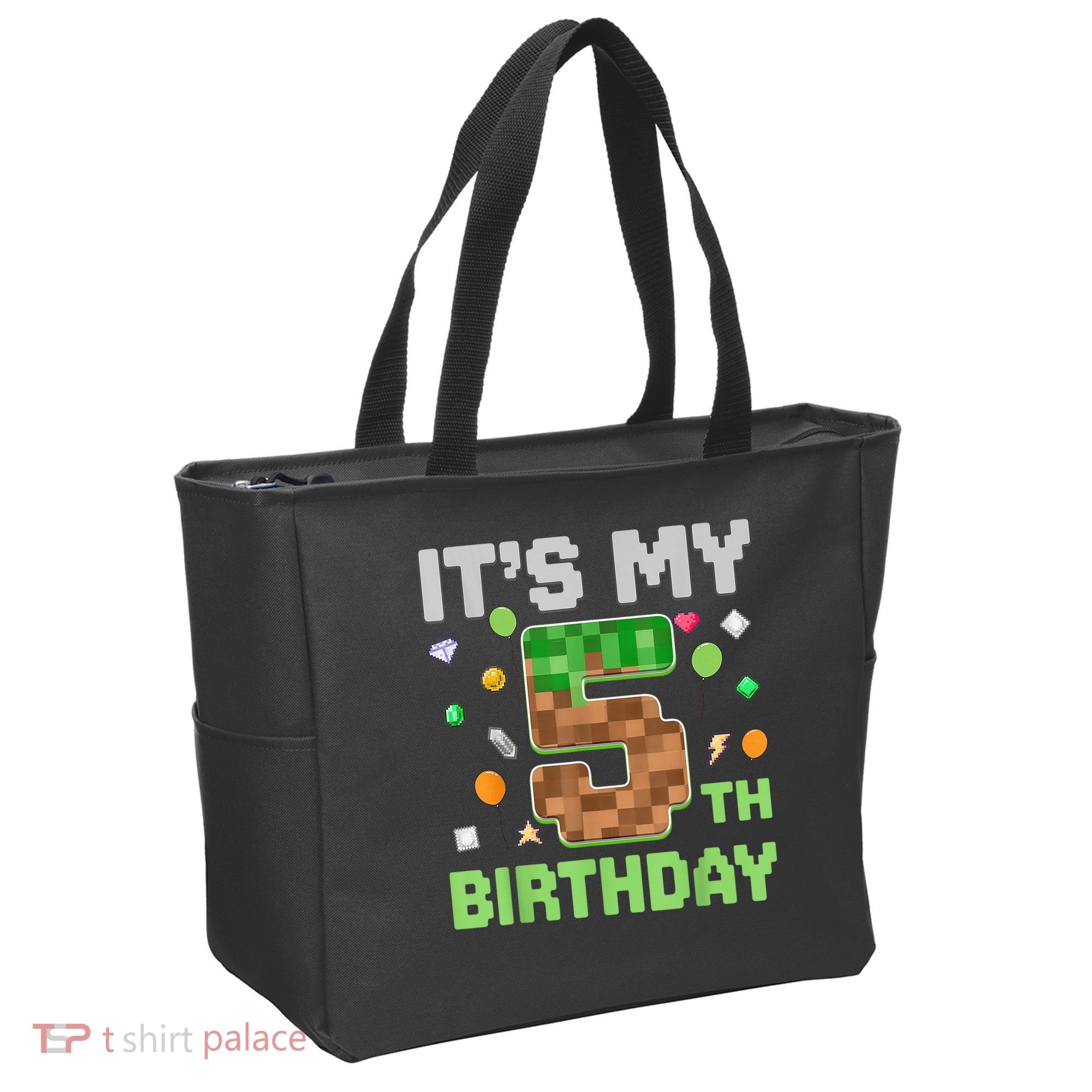 Birthday Boy It'S My 5th Birthday Gamer Pixel Number Tote Bag