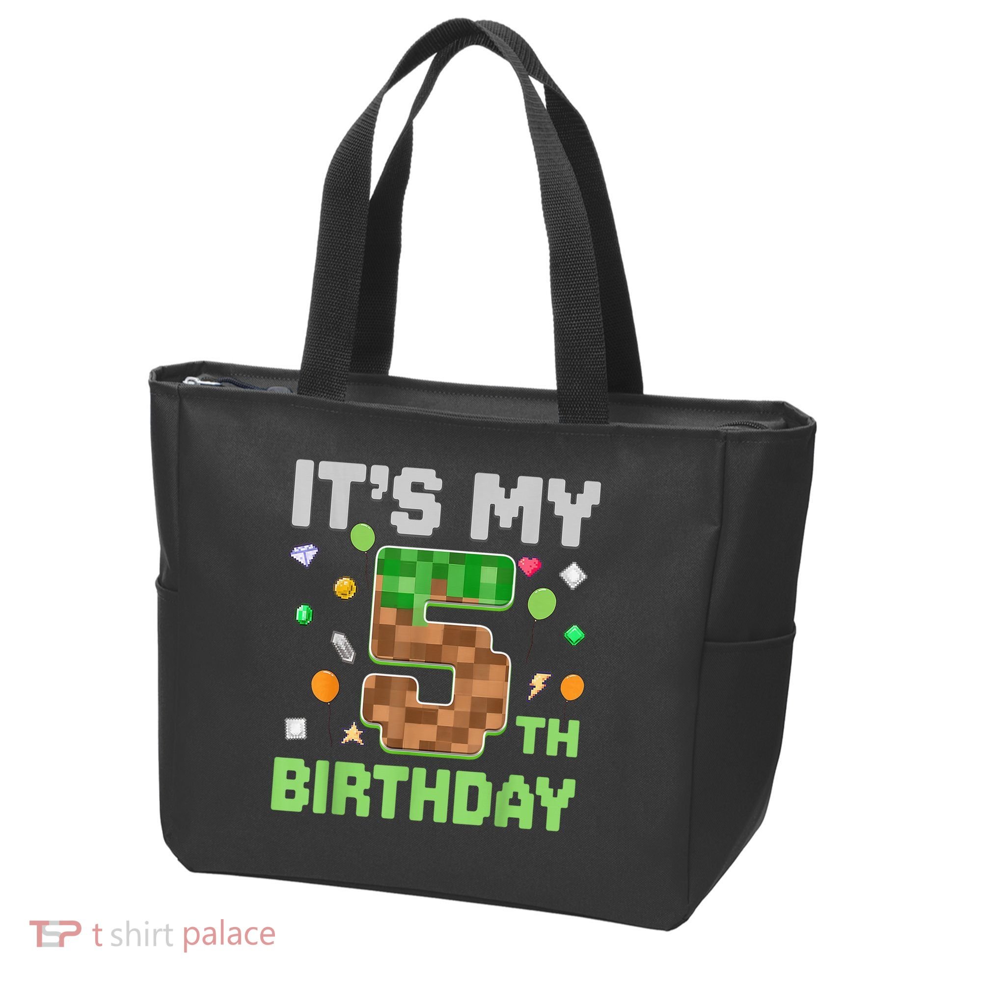 Birthday Boy It'S My 5th Birthday Gamer Pixel Number Tote Bag