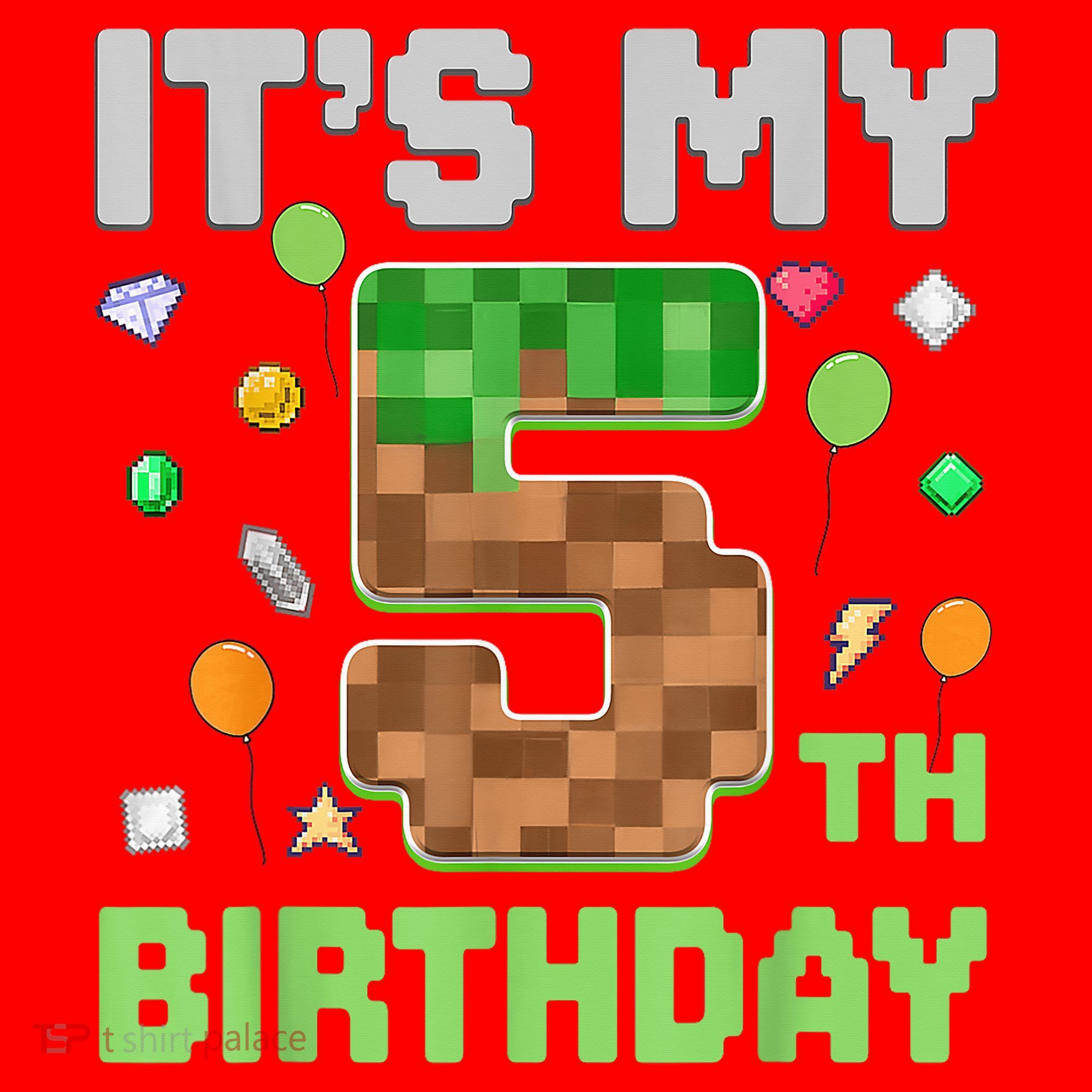 Birthday Boy It'S My 5th Birthday Gamer Pixel Number Santa Hat
