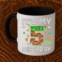 Birthday Boy It'S My 5th Birthday Gamer Pixel Number Coffee Mug thumb 2