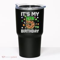 Birthday Boy It'S My 5th Birthday Gamer Pixel Number Tumbler thumb 0