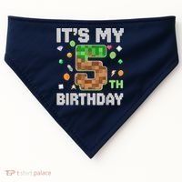 Birthday Boy It'S My 5th Birthday Gamer Pixel Number USA-Made Doggie Bandana thumb 0