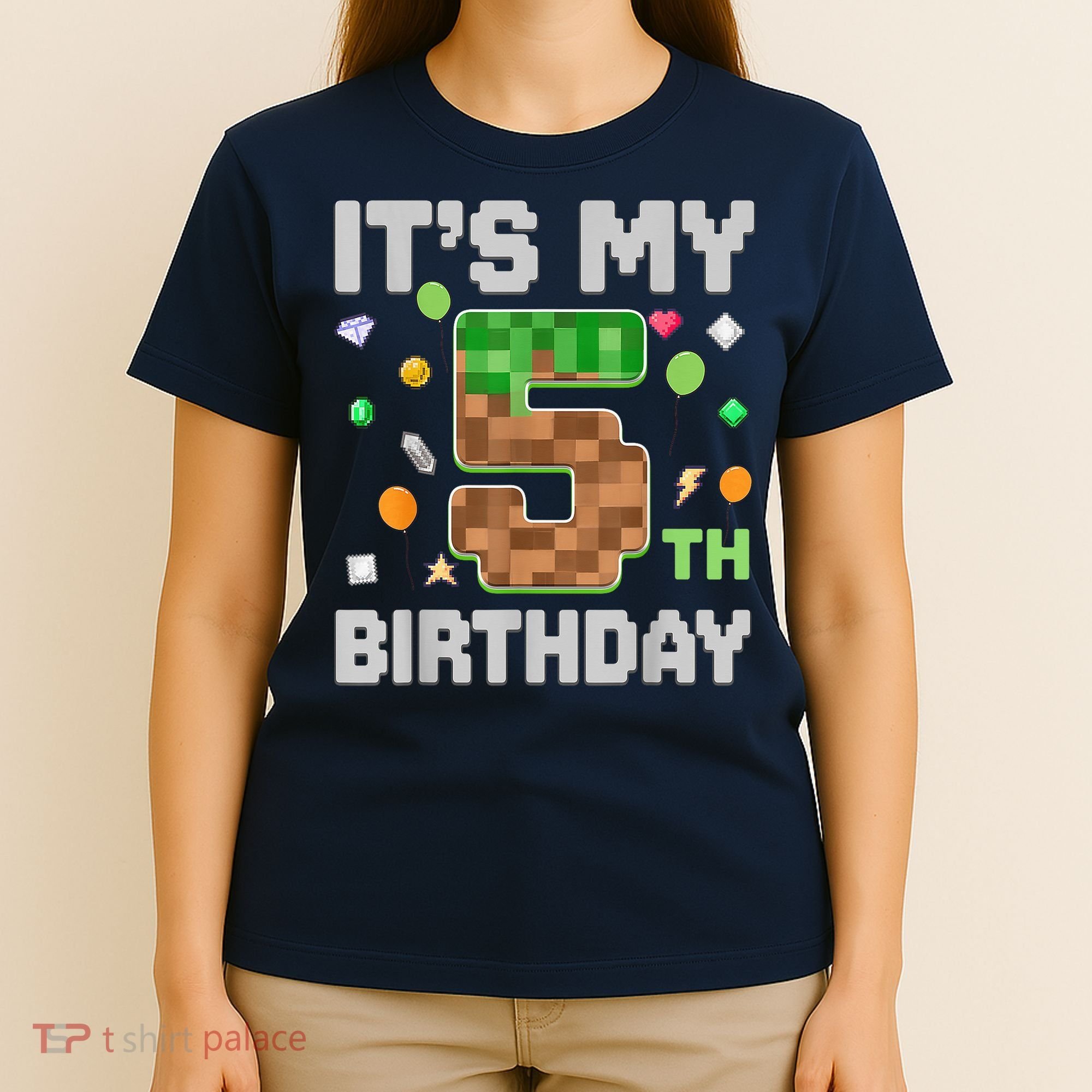 Birthday Boy It'S My 5th Birthday Gamer Pixel Number T-Shirt