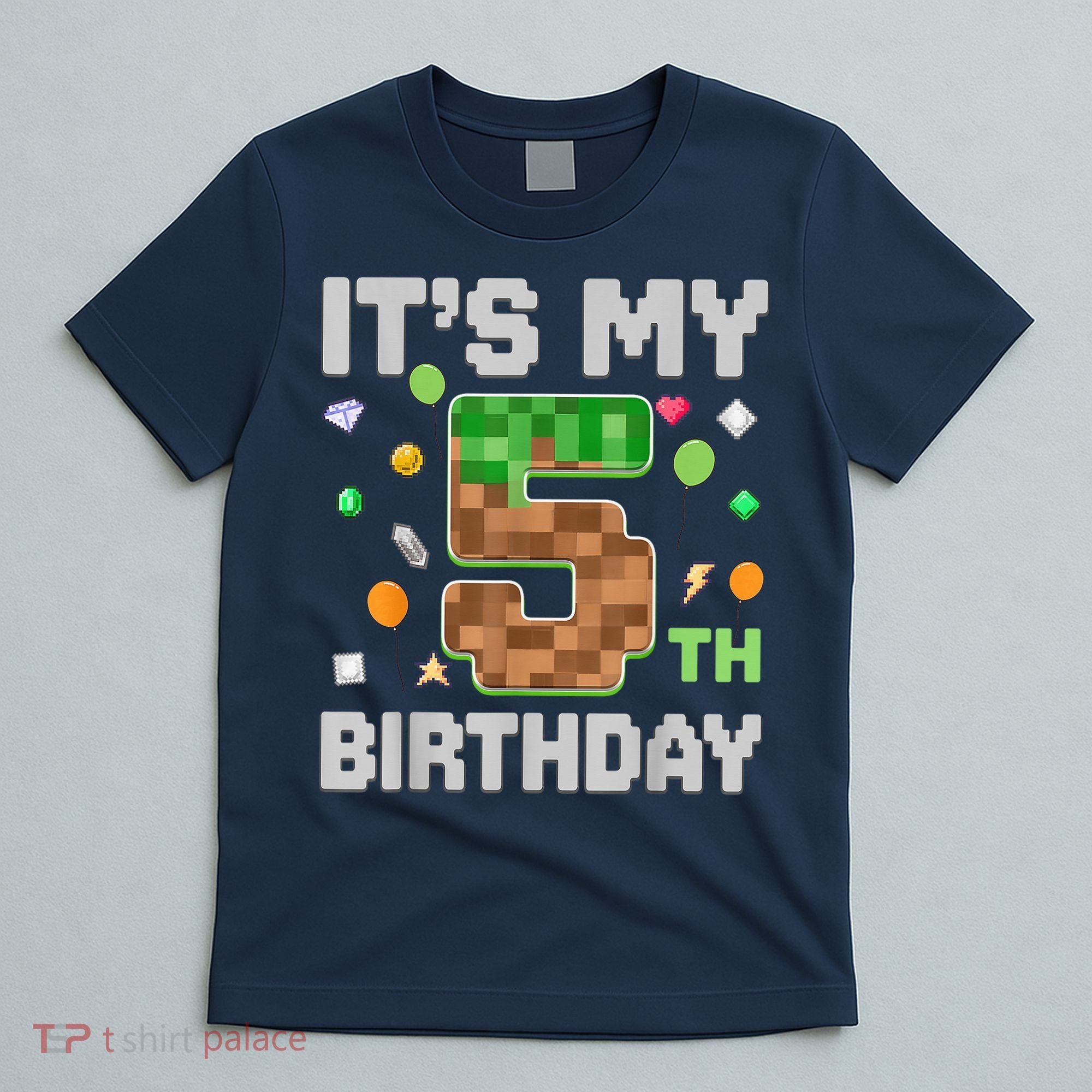 Birthday Boy It'S My 5th Birthday Gamer Pixel Number T-Shirt