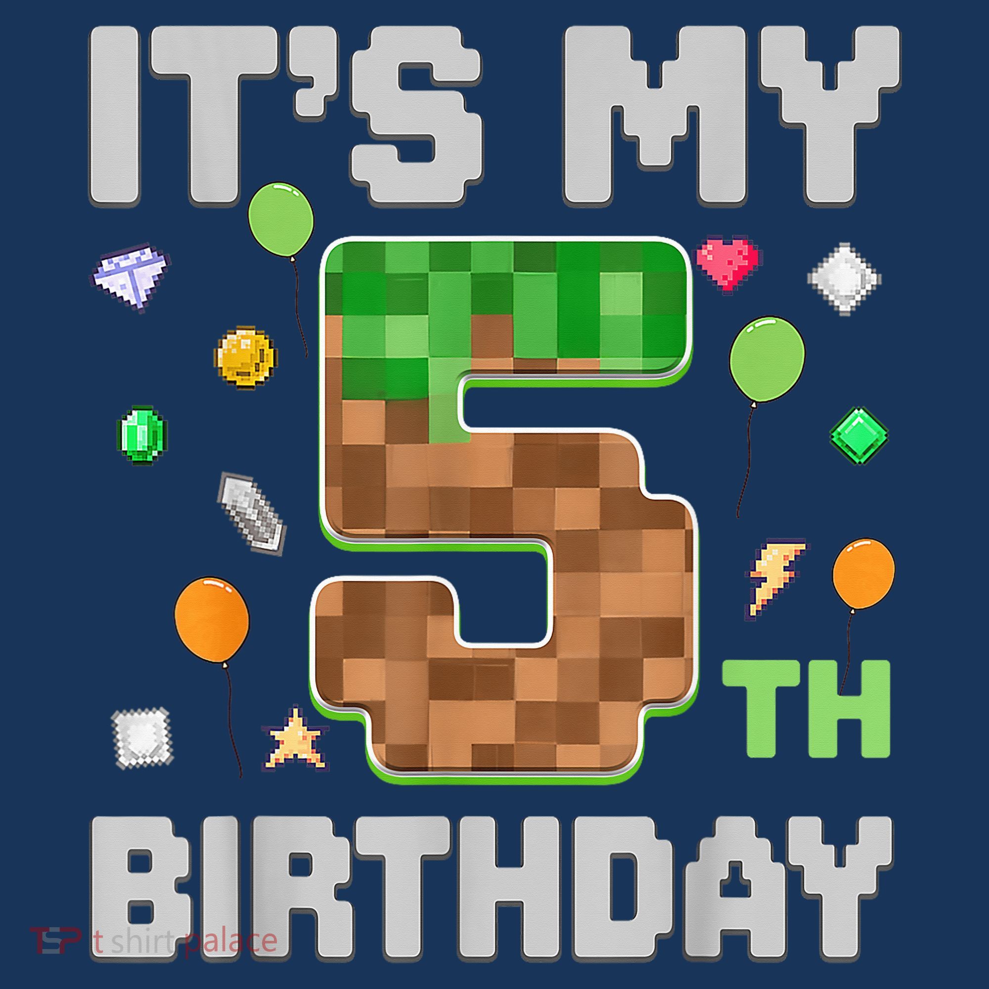 Birthday Boy It'S My 5th Birthday Gamer Pixel Number T-Shirt