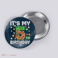 Birthday Boy It'S My 5th Birthday Gamer Pixel Number Button thumb 0