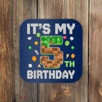 Birthday Boy It'S My 5th Birthday Gamer Pixel Number Coaster thumb 0