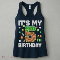 Birthday Boy It'S My 5th Birthday Gamer Pixel Number Women's Tank Top thumb 3