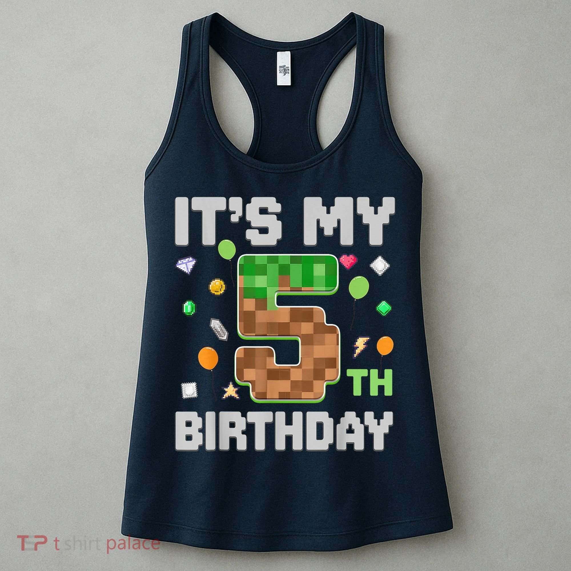 Birthday Boy It'S My 5th Birthday Gamer Pixel Number Women's Tank Top
