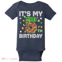 Birthday Boy It'S My 5th Birthday Gamer Pixel Number Baby Bodysuit thumb 0