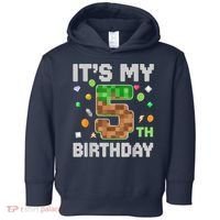 Birthday Boy It'S My 5th Birthday Gamer Pixel Number Toddler Hoodie thumb 0
