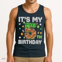 Birthday Boy It'S My 5th Birthday Gamer Pixel Number Tank Top thumb 3