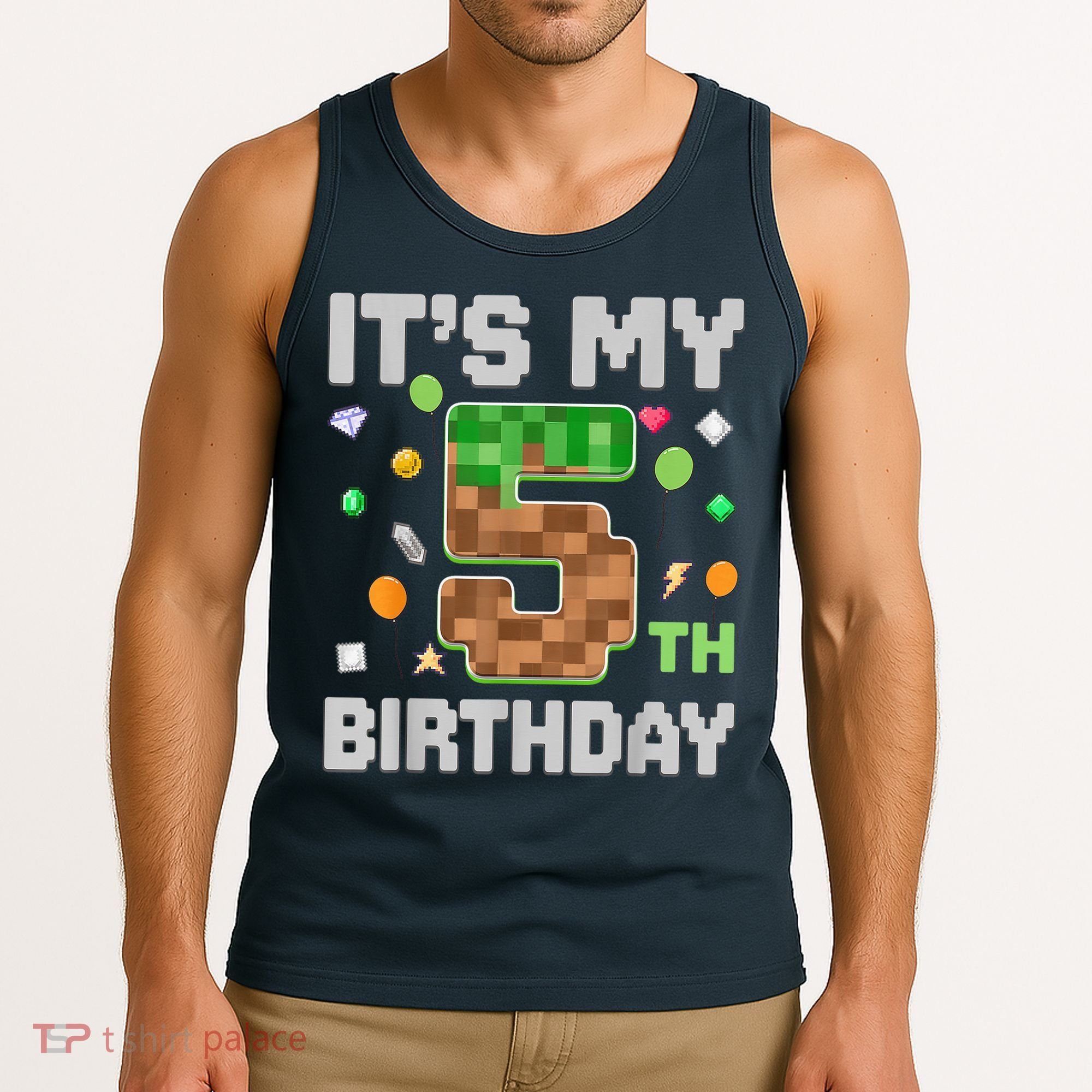 Birthday Boy It'S My 5th Birthday Gamer Pixel Number Tank Top